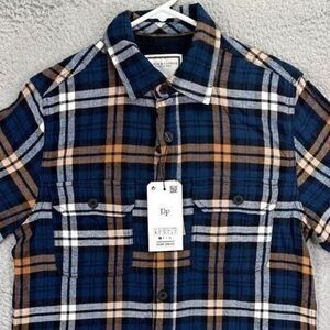 Denim Flower Ricky Singh Flannel Shirt Mens Small Blue Plaid Performance NEW‎